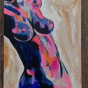 Abstract Nude Art Print - Multicolor